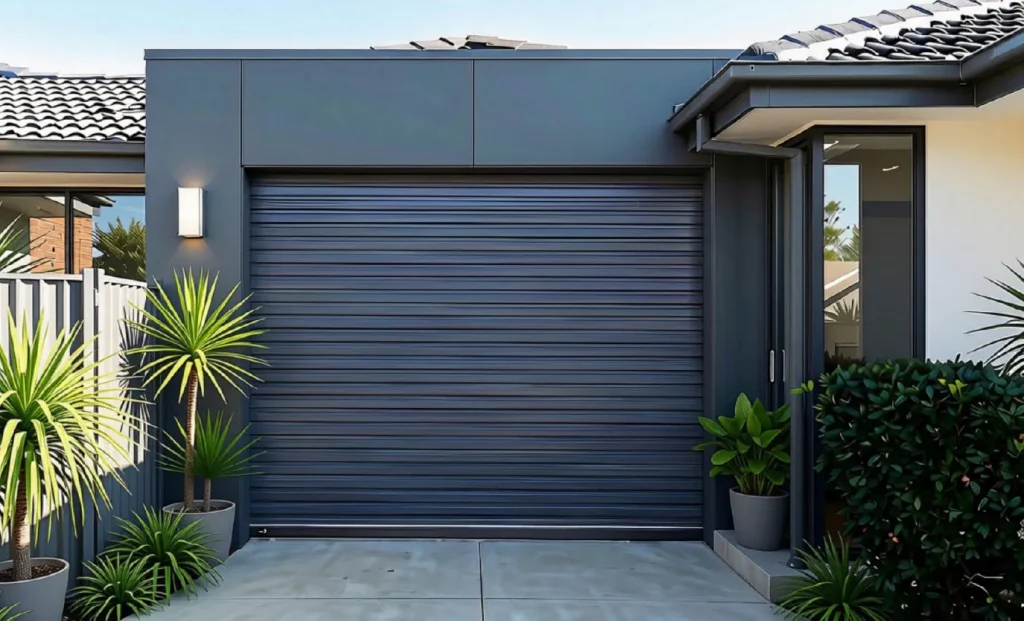 Charcoal Roll-A-Door Secure roller garage door on a modern home