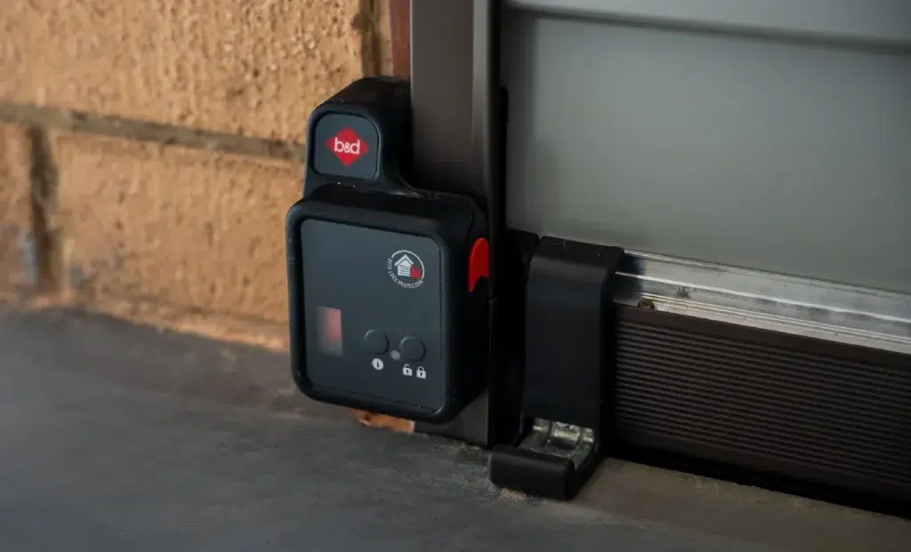 B&D Dual AUTO LOCK unit securing the bottom rail of a Roll-A-Door Secure roller door